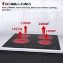 Plaque Vitrocéramique 4 Feux, Table de Cuisson Encastrable - (6000W, 4 Foyers, 60cm, Autarkic, Tactile, Minuteur, Verre-céramique - 2