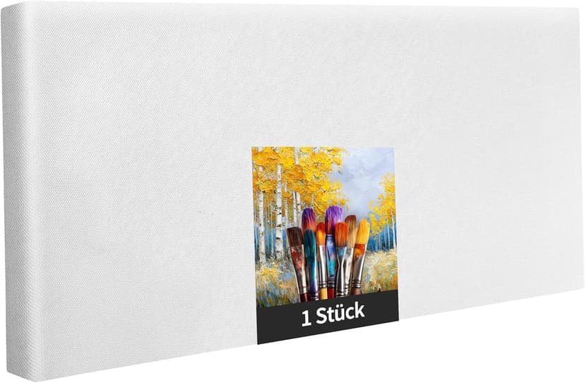 Stretcher Frame Set of 1 in 70 x 140 cm, White Artist's Canvas Made of Polyester, for Painting, Ready Strung, Suitable for Acrylic Paints or Textile Paints, DIY Project Supplies for Painters and - 1