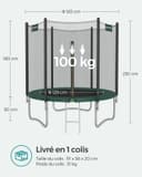 SONGMICS Trampoline Extérieur Enfant Diamètre 183 cm, Filet de Protection Externe, Coussins de Sécurité, Échelle, Poteau Droit de 180 cm de Haut, Cadre en Acier, Noir et Vert STR061C01 - 7