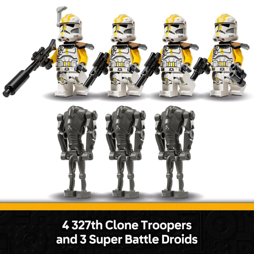 LEGO Star Wars 75431 327th Star Corps Clone Troopers Battle Pack - Collectible Toy incl. 4 Minifigures, 3 Battle Droid Figures & an AT-RT - Gift for 7+ Year Old Boys & Revenge of the Sith Fans - 6