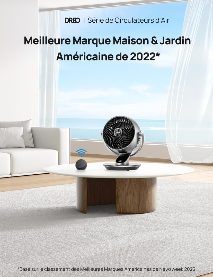 DREO Smart Table Fan for Bedroom, 28dB Silent Air Circulator Fan with Remote, 7 Inch Diameter Cooling Quiet Desk Fan, 120° Vertical Manual+90° Horizontal Oscillating, 4 Speeds, 5 Modes, 12H Timer - 2