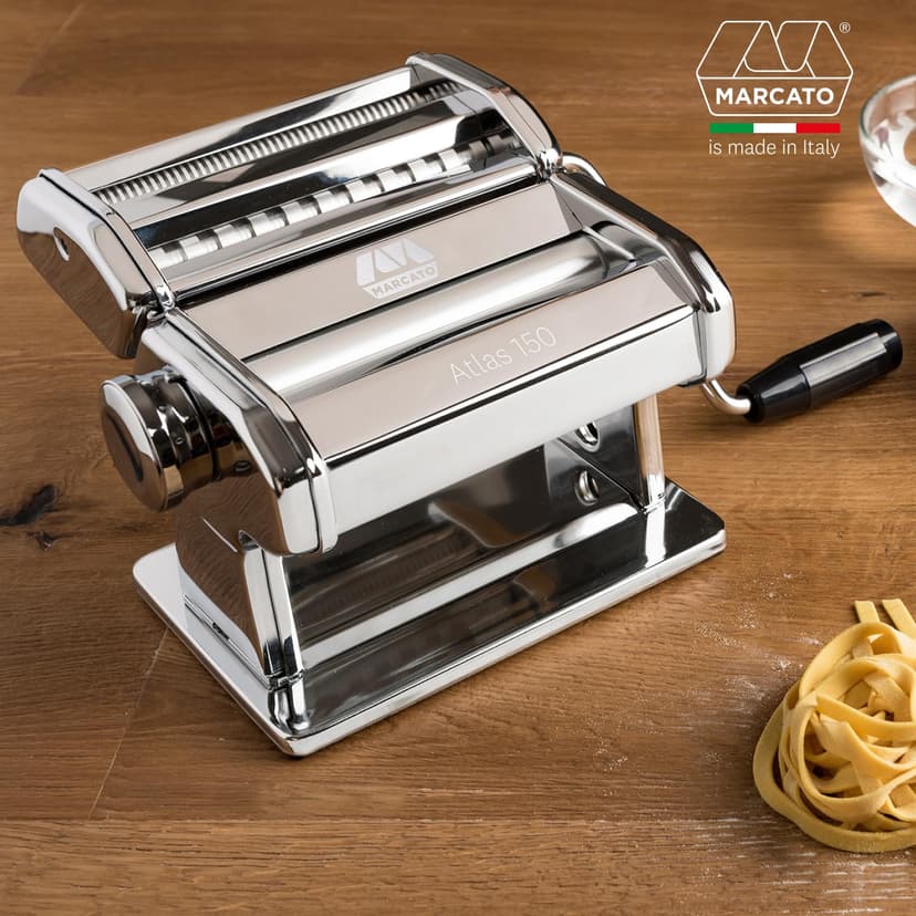 Marcato Pasta Machine, Pasta Maker, Pasta Roller for Handmade Fresh Pasta, Made in Italy, Chromed Steel, for Lasagna, Fettuccine, Tagliolini, Compatible with 11 Extra Pasta Shapes. Model: Atlas 150 - 2