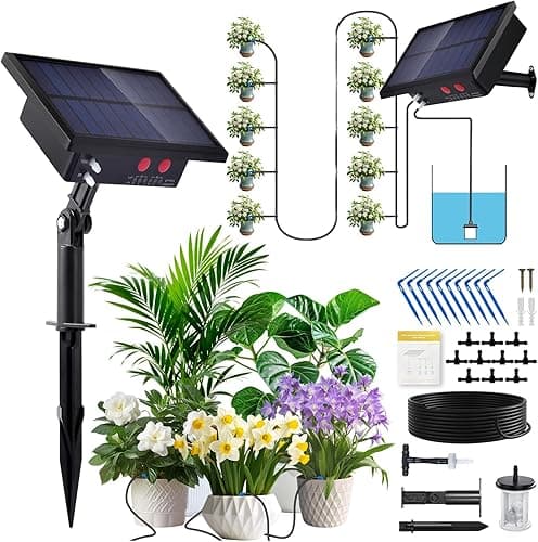 Solar Irrigation System Kit, 10 Drippers/10m Watering Hos…