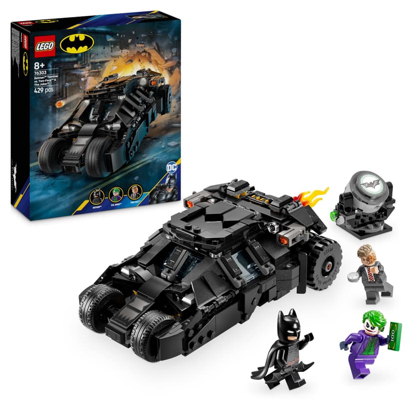 LEGO DC Batman: Batman Tumbler vs. Two-Face & The Joker - Batmobile Car Toy with 3 Minifigures - Super Hero Set - Gift for 8 Plus Year Old Boys, Girls and Dark Knight Fans 76303 - 1