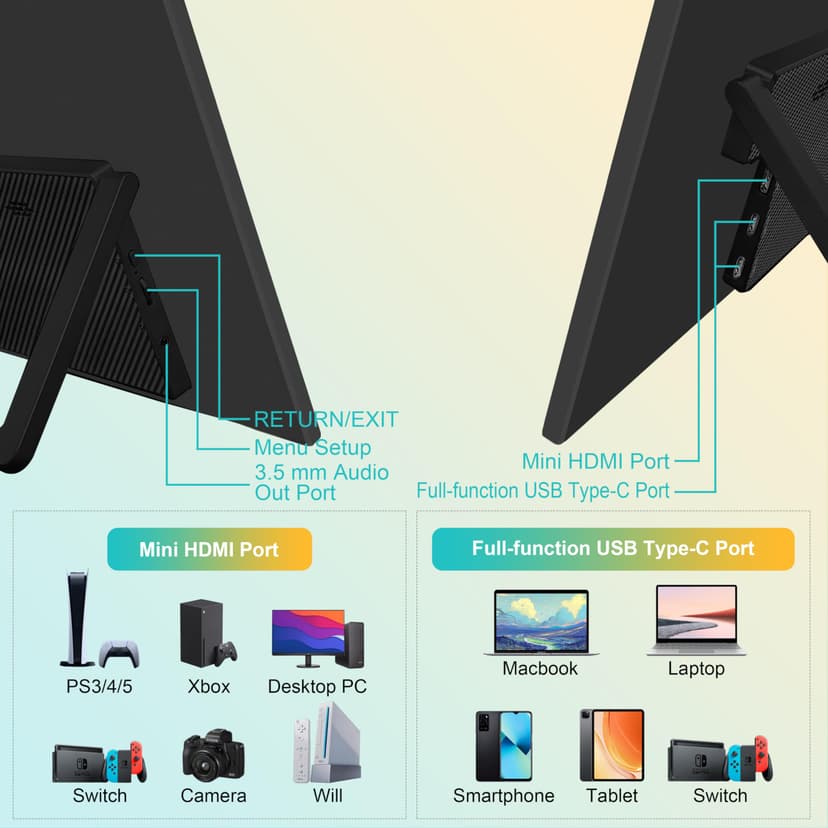 Tpsmtdis Écran Portable 18,5 Pouces, Moniteur de Jeu pour Ordinateur avec 120Hz, de Voyage,300 Nits Plug & Play, avec Double Haut - Parleurs. Écran Externe pour PC, Tablette, Mac, Xbox, PS3/4/5 - 3