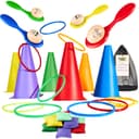 KreativeKraft Kids Games Outdoor Play Equipment for Kids Adults Family Garden Toys Sports Day Kit Egg and Spoon Race Ring Toss Sack Race Bean Bag Snakes and Ladders (8 in 1 Set) - 1
