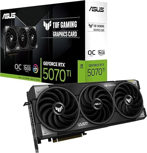 ASUS TUF Gaming GeForce RTX 5070 Ti 16GB GDDR7 Gaming Graphics Card (PCIe 5.0, HDMI/DP 2.1, 3.125-slot, military-grade components, protective PCB coating, axial-tech fans)