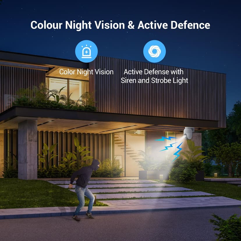 EZVIZ 2.5K Wifi Security Camera Outdoor Wired, No Monthly Fee, PTZ 360°, 512GB Supports, Starlight Color Night Vision, Human/Vehicle Detection, Auto-Track, CCTV Camera System, Alexa/Google (C8c 4MP) - 7