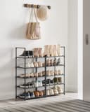 SONGMICS 10-Tier Shoe Rack, Shoe Stand, Space-Saving Shoe Storage, 45 x 28 x 173 cm, Metal Frame, Non-Woven Fabric Shelves, for Hallway, Bedroom, Black LSH010B02 - 8