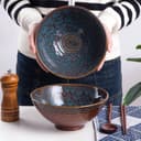1200ml Ceramic Ramen Bowl Set of 2 Japanese Noodle Bowls with Spoons and Chopsticks, Peacock Tail - 7