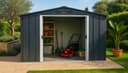 Duramax ECO 10 x 10 (9.74 m2) Metal Garden Storage Shed, Hot-Dipped Galvanized Metal Garden Shed, Tool Storage Shed, Strong Reinforced Roof Structure, Maintenance-Free Metal Shed, Anthracite - 4