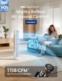 Dreo ventilateur colonne silencieux, Vitesse 7,6 m/s - Oscillant à 90° ventilateurs tour pour chambre, 92 cm de haut, Télécommande incluse, 4 vitesses, 4 modes, minuterie 8H, Noir - Nomad One - 2