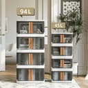 NETEL 4x 45L Empilable Boîte de Rangement avec Couvercle et Verrouillable Porte, Pliable Bac de Rangement Plastique avec Roulettes, Grande Caisse Rangement Organisateur pour Cuisine, Salon et Chambre - 5