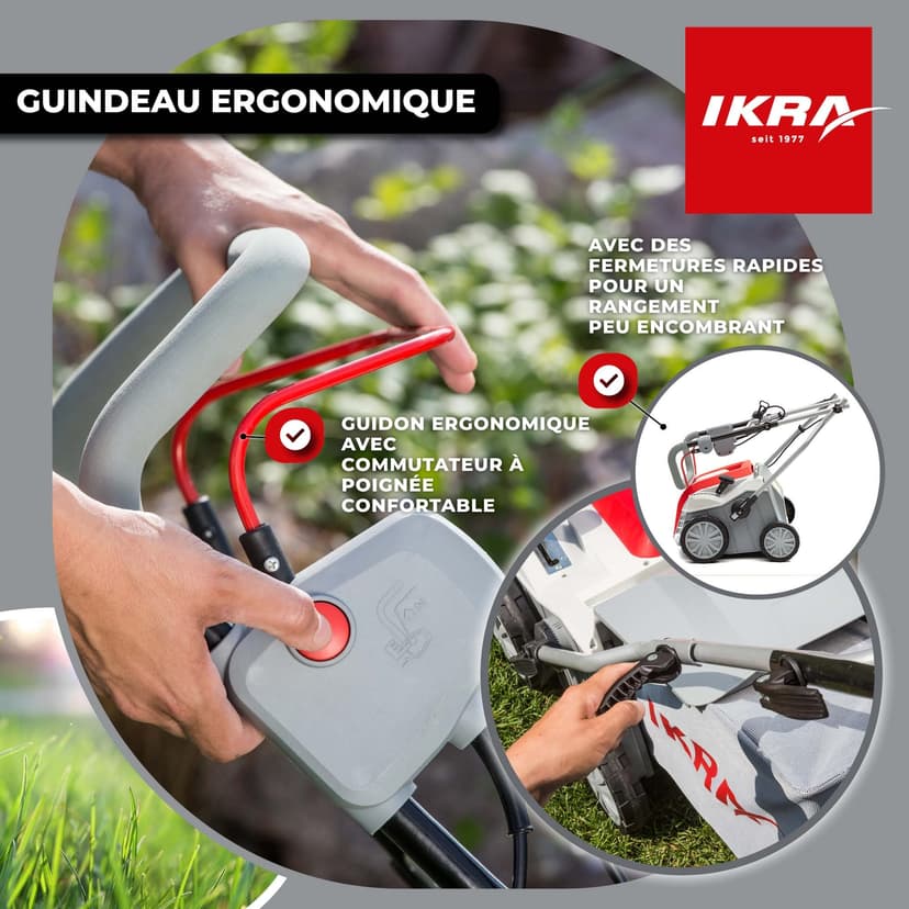 IKRA scarificateur aérateur électrique IEVL 1840, largeur de travail 40cm, puissance 1.800 watts, Gris/Rouge - 4