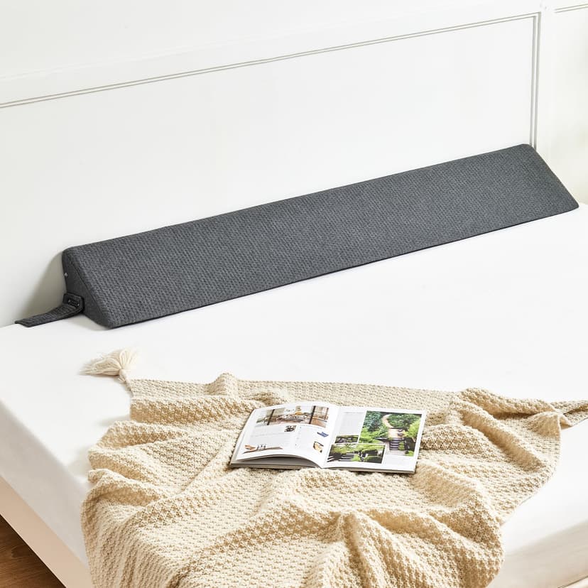 Dorifine Bed Wedge Pillow for Headboard Gap Filler King(76"x6"x10") Mattress Gap Filler(0-8") Bed Wedge for Headboards Gaps Between Your Headboard and Mattress,Headboards Pillow,Grey - 4