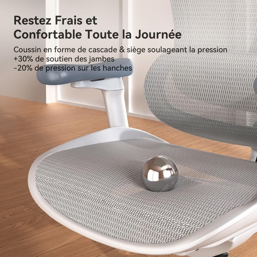 SIHOO Doro C300 Chaise de Bureau Ergonomique avec Accoudoirs Ultra Doux en 3D, Soutien Lombaire Dynamique pour Chaise Bureau à Domicile, Fauteuil de Bureau avec Dossier réglable(Grigio) - 9