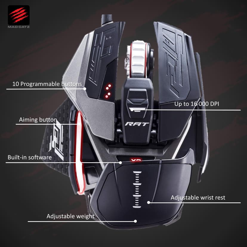 MAD CATZ R.A.T. Pro X3 Gaming Mouse (USB/Black/16000dpi/10 Buttons) - MR05DCINBL001-0 - 2