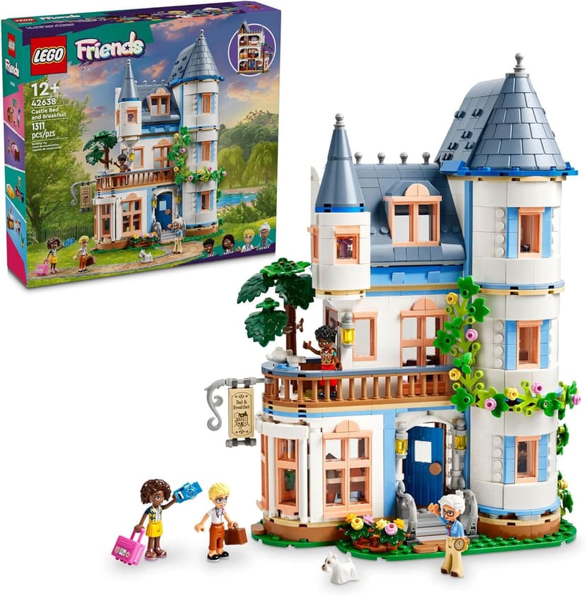 LEGO Friends Castle Bed and Breakfast Hotel Playset for Kids Ages 12 and Up, with 4 Mini Dolls, a Dog Toy Figure and Accessories, Castle Toy Gift Idea for Girls, Boys and Teens, 42638 - 1