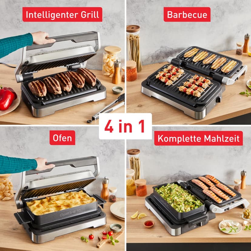 Tefal OptiGrill 4-in-1 XL Contact Grill with Baking Bowl, Foldable, Table Grill, 12 Programs, Cooking Step Display, Electric Grill, Oven, GC784D10 - 4