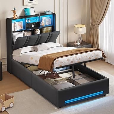 DICTAC Fully Padded Bed 180 x 200 cm with LED Bed Base an…