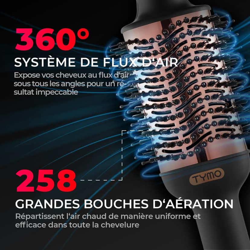 TYMO Hair Dryer Brush Blow Dryer Brush in One, 4 in 1 Ionic Hairdryer and Styler Volumizer with Oval Titanium Barrel, Hot Air Straightener for Smooth Frizz-Free Blowout, Gold - 5