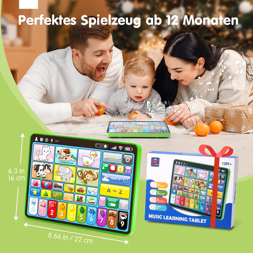 hahaland Jouet Bébé 1 an – Tablette Éducative Interactive avec Sons, Lumières et 5 Langues d’Apprentissage (en/FR/DE/IT/ES), Jouet d’Éveil Musical Cadeau Enfant 1 2 3 Ans Garçon Fille - 8