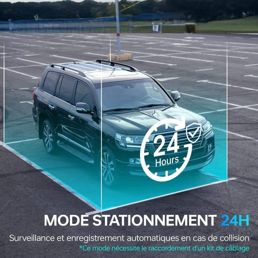 Caméra Embarquée Voiture 2.5K QHD Avant/Arrière - Double Objectif, Écran IPS 3,39 - Grand Angle 160°, Vision Nocturne, Mode Parking 24h/24 (Argenté Gris) - 4
