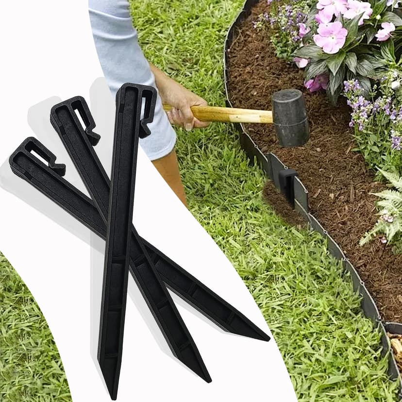 Meision Pack of 20 Plastic Nails Ground Anchors 25 cm, Lawn Edging Plastic Robust, Plastic Pegs, Suitable for Soft Soils in Lawns and Gardens, Anthracite - 5
