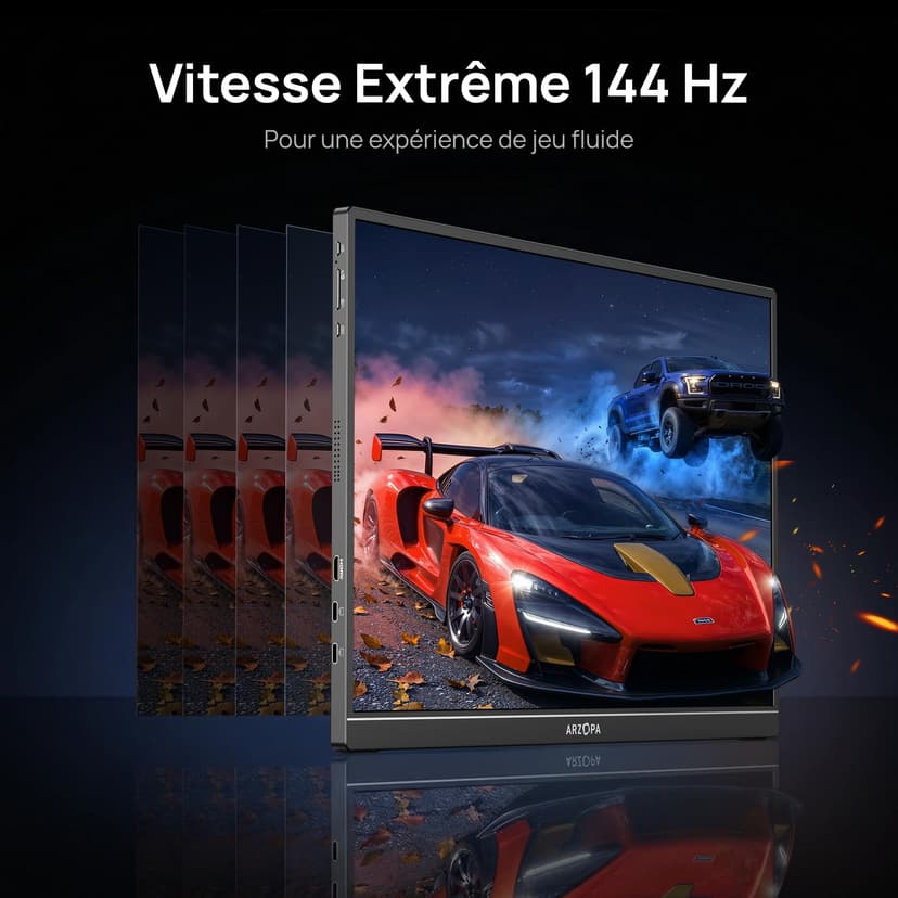 ARZOPA Écrans Portable 16,1" 144 Hz avec béquille, 106% sRGB 1920 × 1080P FHD HDR 144 Hz, Ultra Fin-Protection des Yeux-Deuxième écran Externe pour Ordinateur portable/PC/Mac/PS3/4/5/Xbox -Z1FC - 4