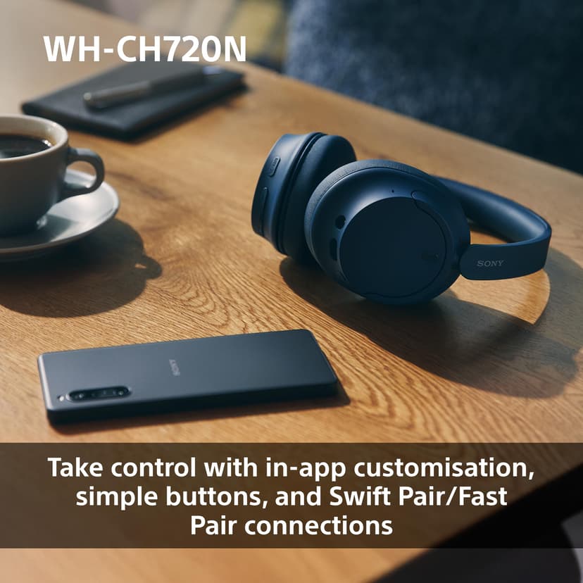 Sony WH-CH720N Wireless Bluetooth Noise Cancelling Over-Ear Headphones, Ambient Sound Mode, Lightweight Design, up to 50 hr battery life, iOS & Android - Blue - 7