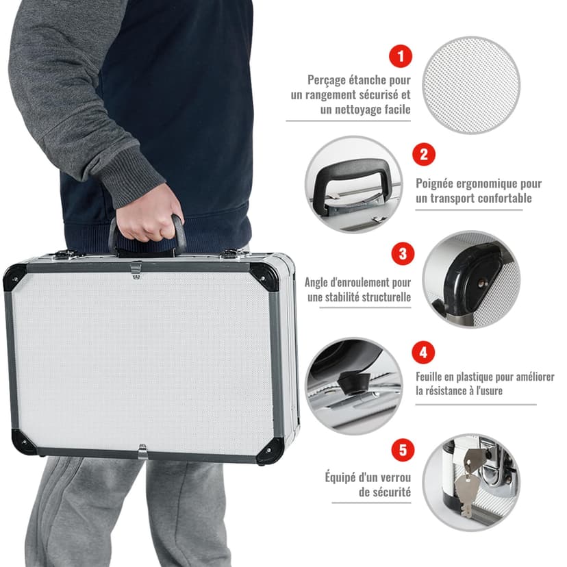 WORKPRO Caisse à Outils Complete Professionnelle avec Mallette en Aluminium, Boite à Outils Complete pour Réparation Dommestique ou de Travail 119 Pièces - 4