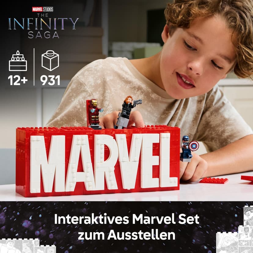 LEGO Marvel: MARVEL Logo & Minifigures - Super-Hero Building Toy with 5 Characters incl. Iron Man, Thor, Black Widow & Hulk - Avengers Gift for 12+ Year Old Boys, Girls & Teens 76313 - 2