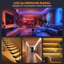 Chesbung Lot de 6 profilés LED en aluminium 1 m en forme de U pour bandes LED jusqu'à 12 mm avec couvercles en blanc laiteux, embouts et matériel de montage - 9