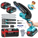 CEEPUY Mini Battery Chainsaw 2x4000mAh 6 Inch Cordless Electric Chainsaw with Oil Injector and Replacement Chain, Suitable for Pruning Garden Trees (880W) - 1
