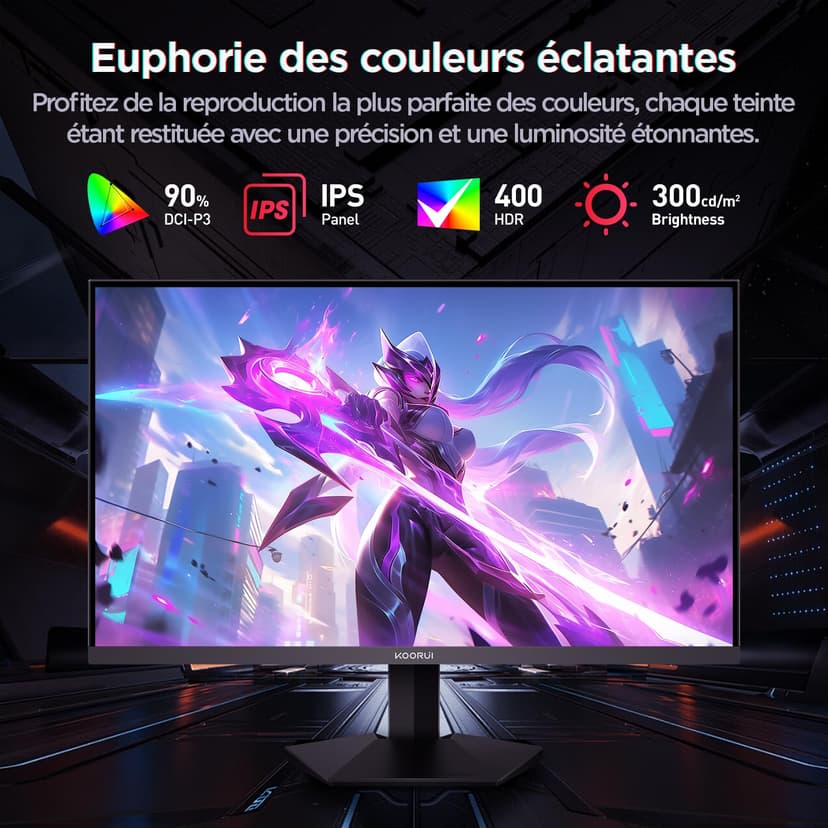 KOORUI G2721P 27 Inch Gaming Monitor,200Hz, IPS, QHD 1440P, 1ms, HDR 400, Adaptive Sync, VESA Mountable, HDMI/DP, Low Blue Light, 99% SRGB - 2