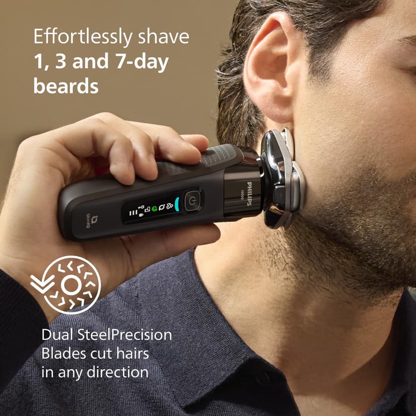 Philips Shaver i9000, Wet & Dry Electric Shaver, Ink Black, with Skin IQ Technology, Triple Lift & Cut System, 360 Rotating Dual SteelPrecision Blades, Model X9000/10 - 4