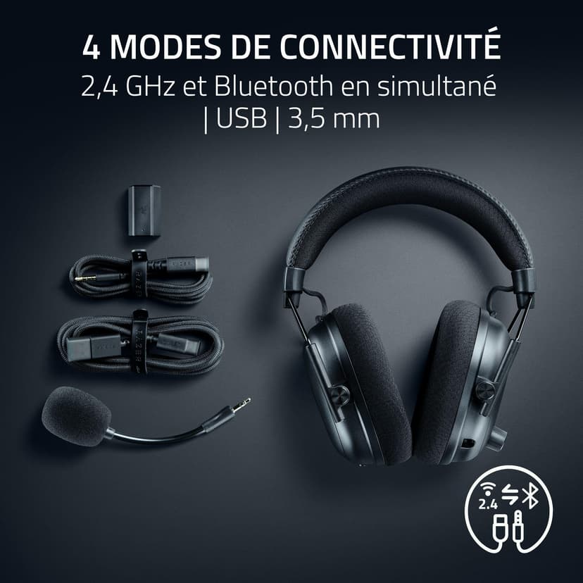 Razer BlackShark V3 Pro - Casque ANC sans Fil pour l’Esport - Annulation Active - Haut-parleurs 50mm - Micro HyperClear Amovible - Wireless 2,4 GHz & Bluetooth - FPS - PC/Mac | Noir - 7