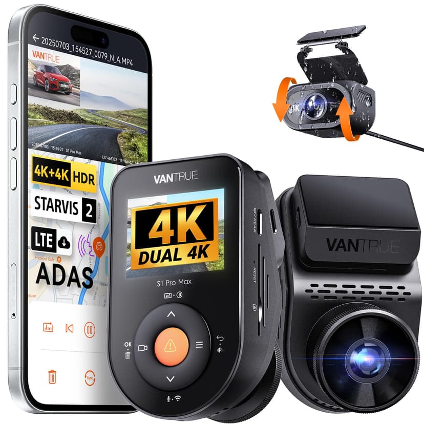 VANTRUE Dashcam Voiture S1 Pro Max 4K+4K Starvis 2 Avant … - 1