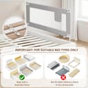 Baby Bed Barrier 140CM, Bed Rail for Children - Anti-fall, Adjustable Height, Easy Installation, Grey, 1pc - 8