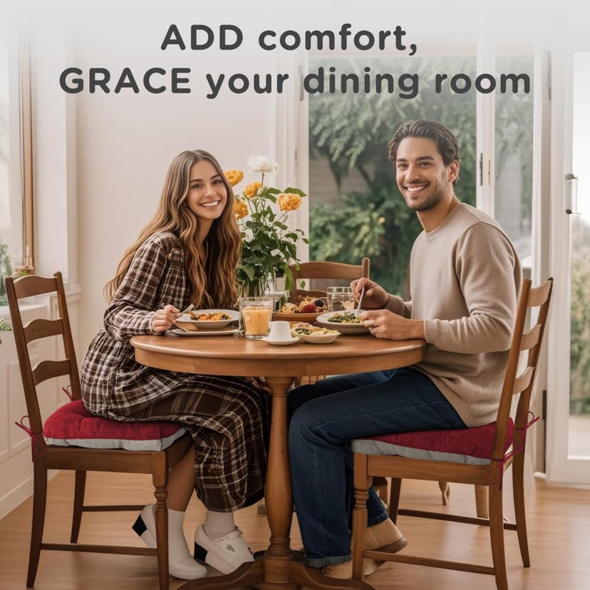 AddGrace Lot de 4 coussins extra épais pour chaises de salle à manger, antidérapants, coussins doux pour chaises de cuisine, avec attaches, 40 x 40 x 10 cm, rouge - 7