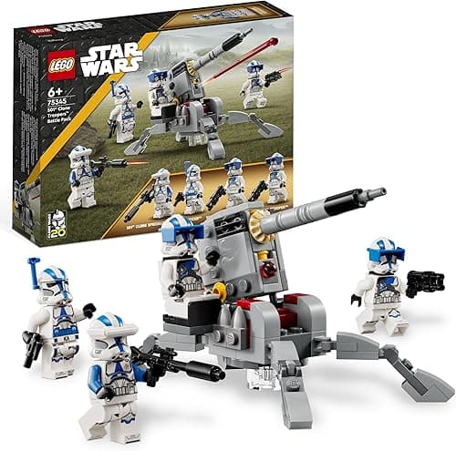 LEGO Star Wars 75345 Pack de Combat des Clone Troopers de la 501ème Légion - Jeu de Construction Collector - Canon AV-7 & 4 Minifigurines - Cadeau pour Garçon dès 6 Ans & Fans de la Guerre des Clones