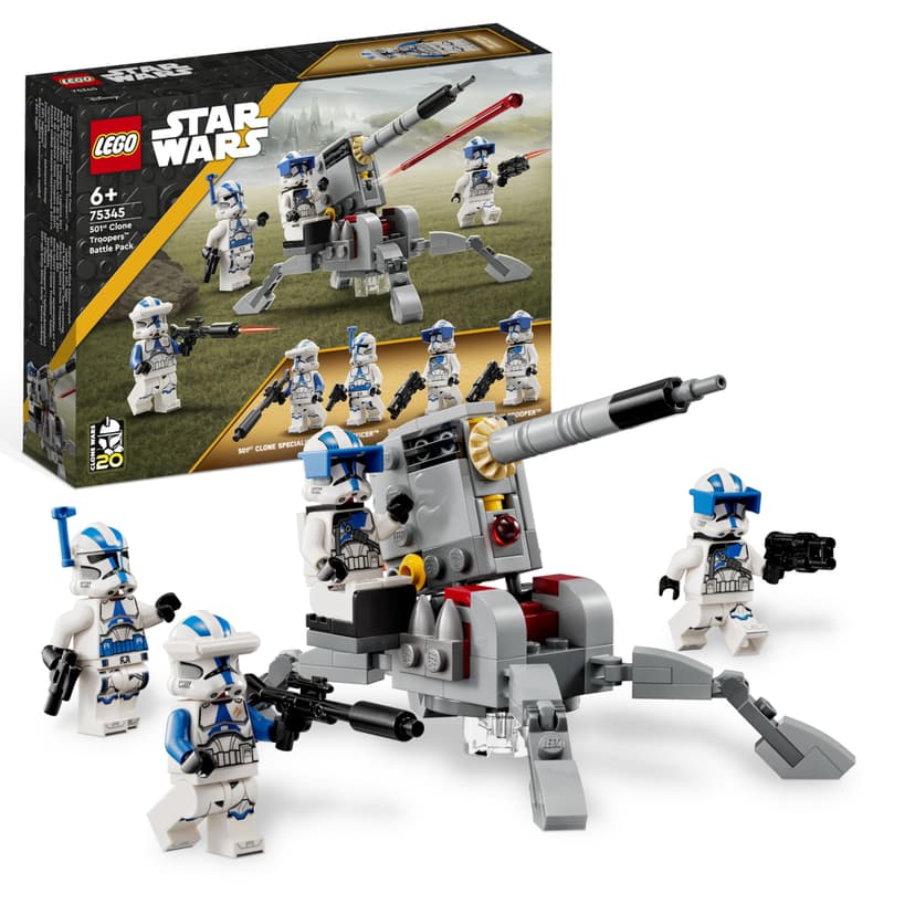 LEGO Star Wars 75345 Pack de Combat des Clone Troopers de la 501ème Légion - Jeu de Construction Collector - Canon AV-7 & 4 Minifigurines - Cadeau pour Garçon dès 6 Ans & Fans de la Guerre des Clones - 1