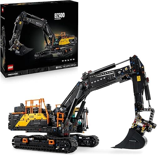 LEGO Technic Volvo EC500 Hybrid Excavator - Motorised Construction Vehicle Model Kit for Adults - incl. a Movable Boom Arm & Tracks plus Hammer & Shovel Tools - Gift Idea - 42215