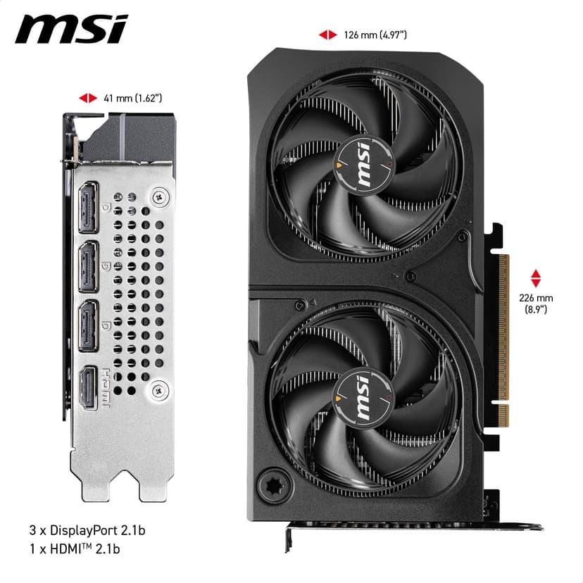 MSI NVIDIA GeForce RTX 5060 Ti 16G Shadow 2X OC Plus Carte Graphique - 16 Go GDDR7 (28 GB/s /192 Bits), PCIe 5.0 - Double Ventilateur (2X Ventilateurs STORMFORCE), HDMI 2.1b, DisplayPort 2.1b - 6