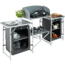 tectake® Portable Camping Kitchen with 5 Internal Shelves, Heat-Resistant Worktop, Wind Barrier & Zipped Doors - Outdoor Storage Cupboard with Lightweight Aluminium Frame, Incl. Carry Bag - Grey - 4