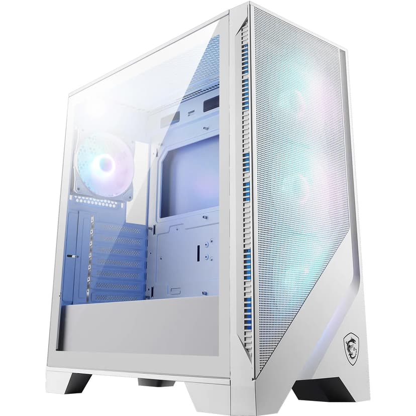 MSI MAG Forge 320R Airflow White Boîtier PC Moyen Tour - ATX, Compatible avec Les RTX 40, Ventilateurs ARGB, filtres à poussière magnétiques, Verre trempé, Hub de contrôle ARGB, USB Type-A 3.2 Gen 1 - 1