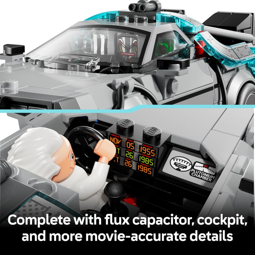 LEGO Speed Champions Time Machine from Back to the Future Toy - Car Model Kit w/Doc Brown & Marty McFly Minifigures - Gift for 9+ Year Old Boys, Girls & Movie Fans - 77256 - 5