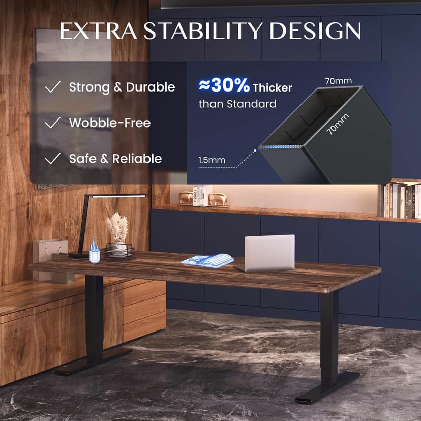 FlexiSpot Bureau Assis Debout Électrique 2 Moteurs, Charge 160kg, 3 Colonnes, Rappel de Sédentarité, Système Anti-collision, Panneau Mémoire, Cadre en Acier, Noir - 3