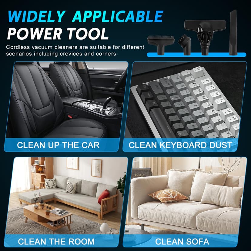 Cordless Handheld Vacuum Cleaner Compatible with Makita Battery 18V 16KPa, 4-in-1 Multi-Function Vacuum Cleaner, Floor Nozzle, 0.7L Dust Container, for Home and Car, Pet Hair (No - 4