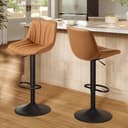 VASAGLE Bar Stools Set of 2, Adjustable Bar Chairs with Backs, 360° Swivel, Metal Footrest, Barstools, for Kitchen Dining Reception, PU Leather, Ink Black LJB181BH02 - 1